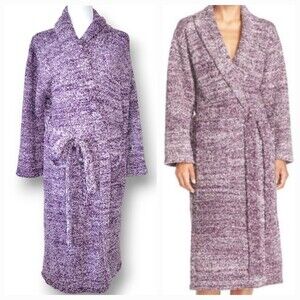 Barefoot Dreams CozyChic Heathered Plum/Lavender full Robe  SZ  1 SMALL Lounge